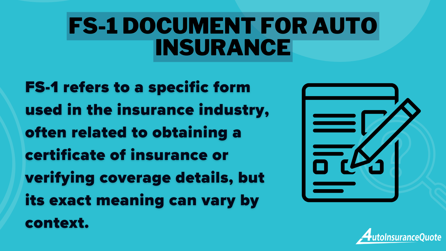 FS-1 Document for Auto Insurance